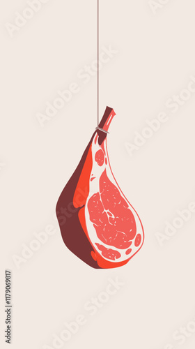 Hanging Ham Hock Vector Illustration for Meat Shop and Restaurant Branding
