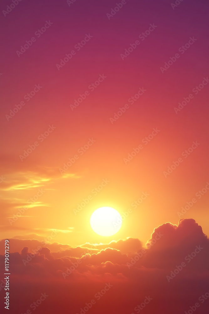 Vibrant sunset with sun above clouds. Vibrant sunset with sun above clouds.
