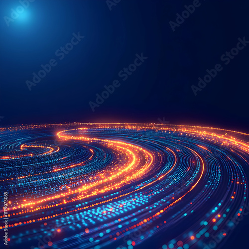 Abstract 3D Spiral Light Trails Background