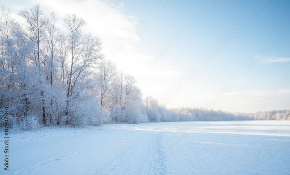 Serene winter landscape with snowy trees Serene winter landscape with snowy trees