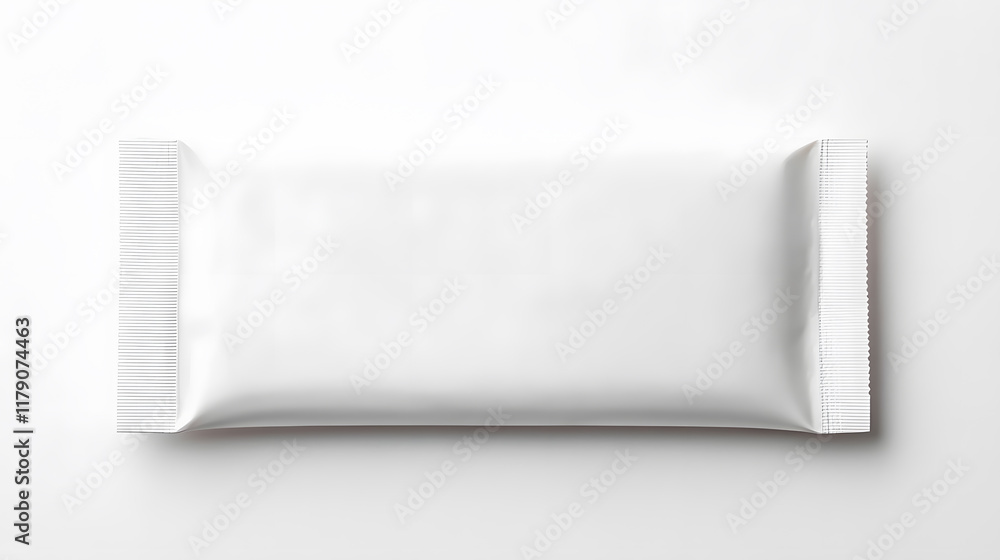 Top view bar snack white packaging mock up, isolated on white background.
Top view bar snack white packaging mock up, isolated on white background.