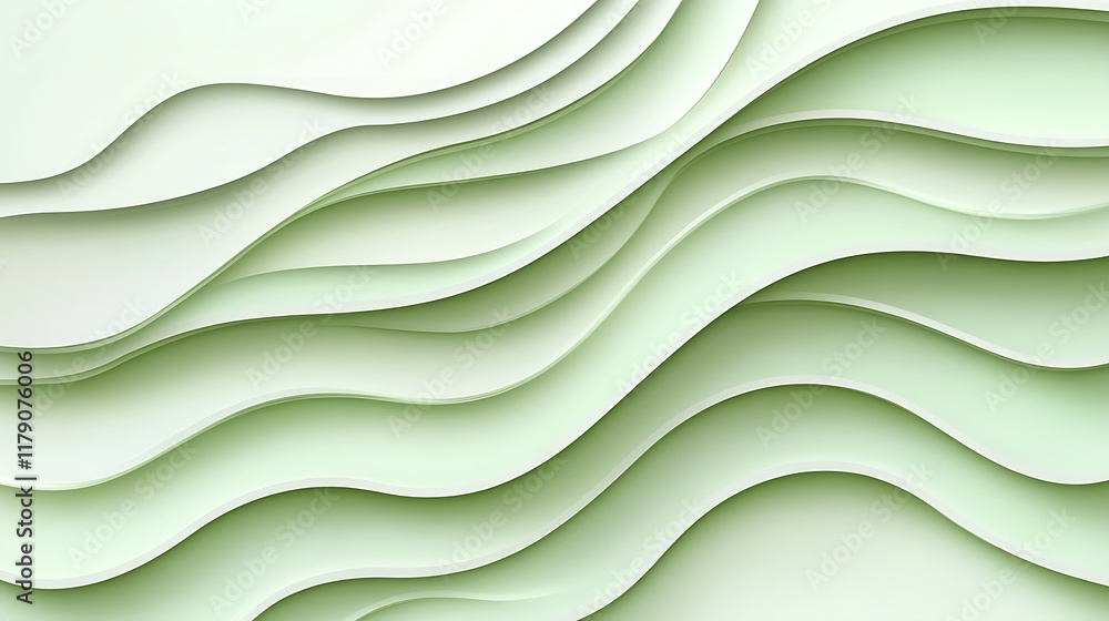 Fototapeta premium Abstract Green Wave Layered Design Background