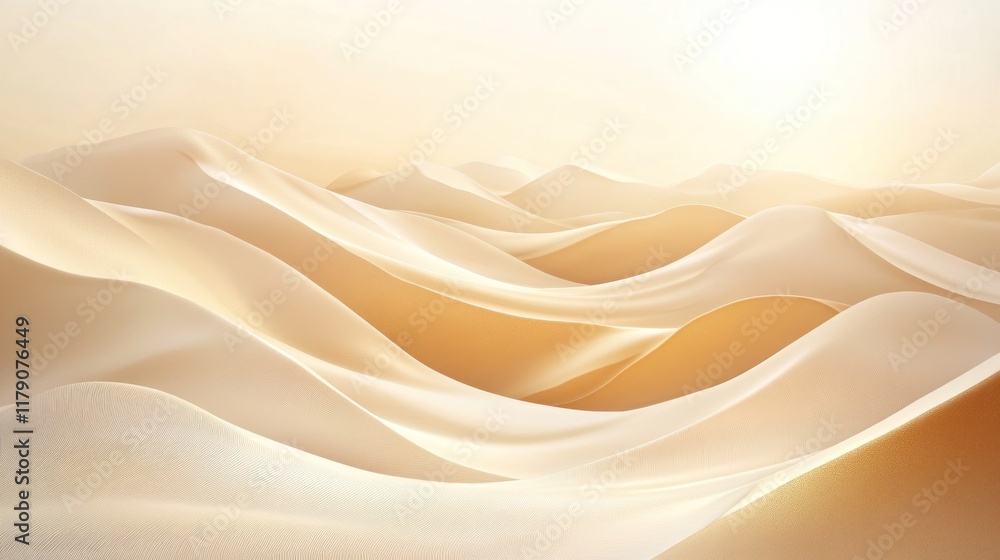 Smooth, flowing beige sand dunes at sunset, abstract desert landscape. Smooth, flowing beige sand dunes at sunset, abstract desert landscape.