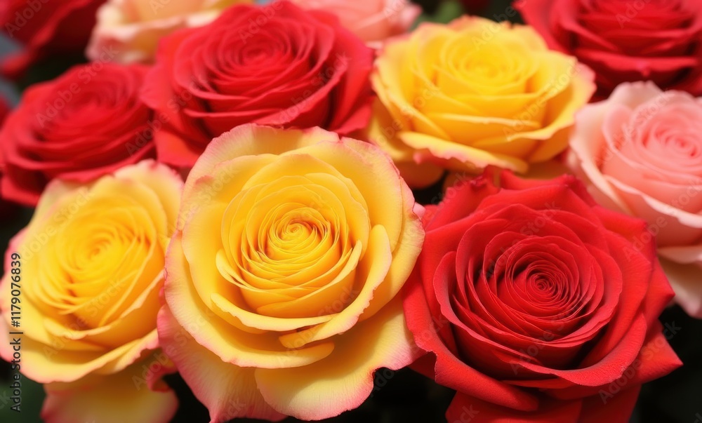 Vibrant bunch of colorful roses. Vibrant bunch of colorful roses.