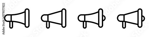 Megaphone icons set.Megaphone icon collection.Line style.