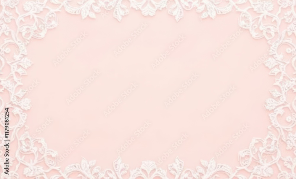 Elegant lace border on soft pink backdrop Elegant lace border on soft pink backdrop