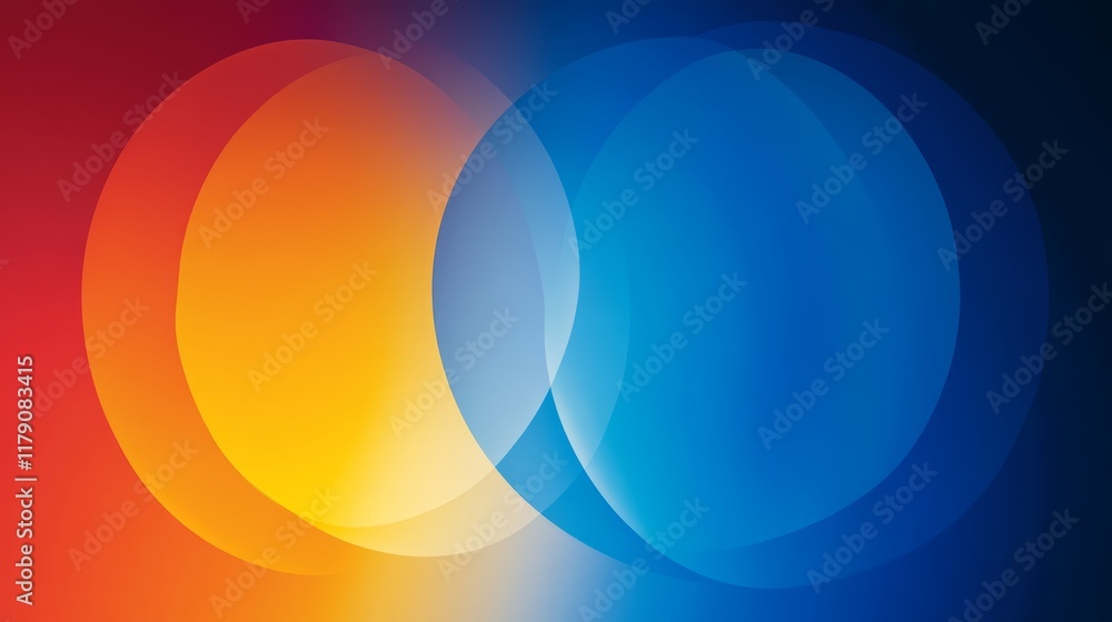 Abstract composition, two circles a study in red and blue contrast two Abstract composition, two circles a study in red and blue contrast two