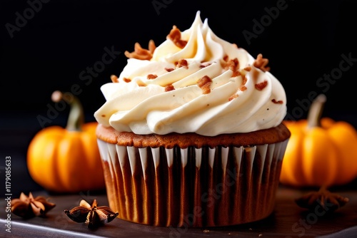 87 pumpkin and spice cupcake with maple cream cheese frosting wa photo