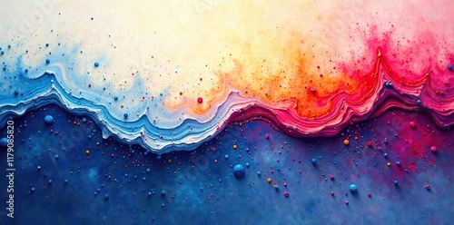 Gradient wave splatter on canvas texture background, painting, fluid