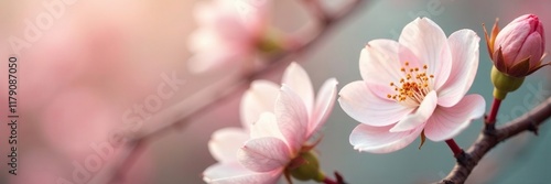 Delicate white blooms against pale pink petals, flowers, blossom, garden