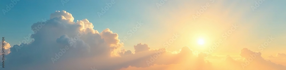 Soft rounded cloud peeking from behind a layer of bright sunshine in the warm summer sky, soft, rounded Soft rounded cloud peeking from behind a layer of bright sunshine in the warm summer sky, soft, rounded