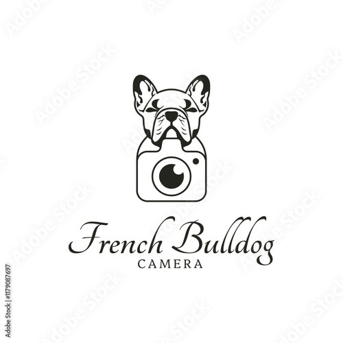 Vector french bulldog camera logo. Perfect for any business especially related to dog animal characters, photographers, animal photographers and so on.