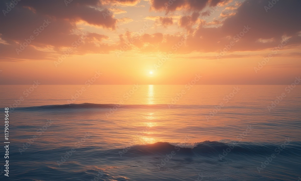 Serene sunset over calm ocean waves Serene sunset over calm ocean waves