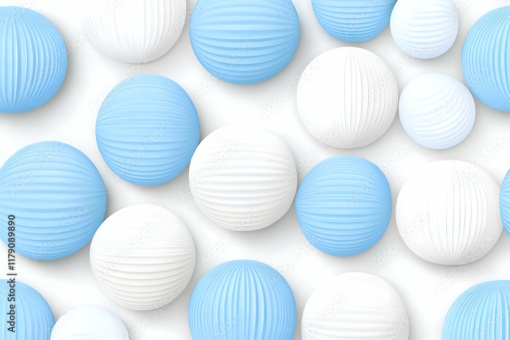 Fototapeta premium Abstract 3D Background Pastel Blue White Spheres