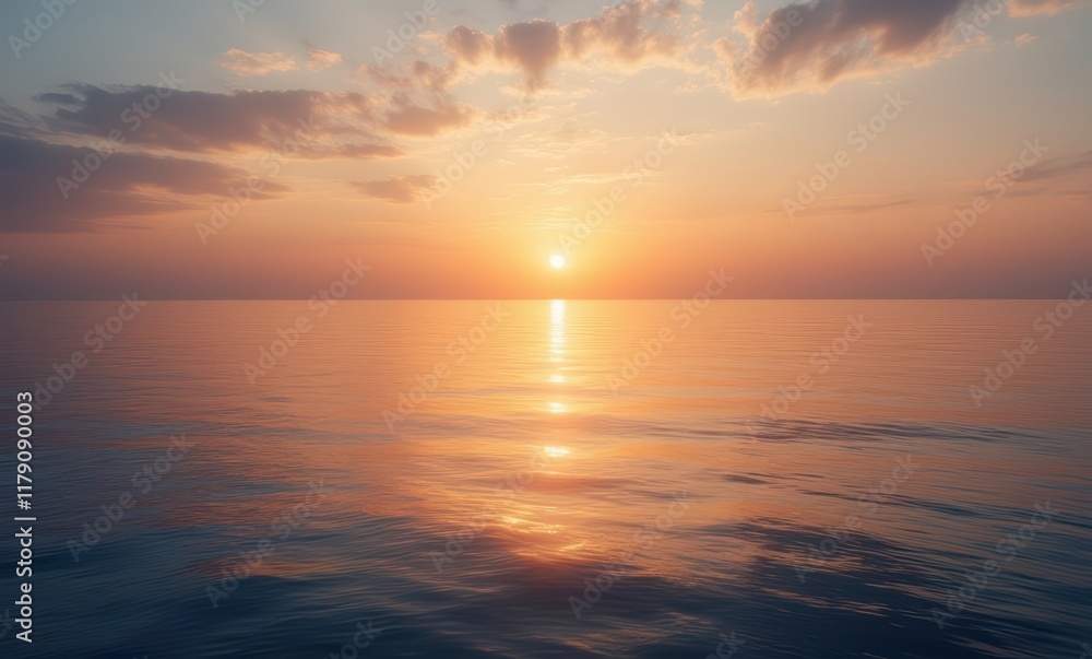 Serene sunset over calm ocean waters Serene sunset over calm ocean waters
