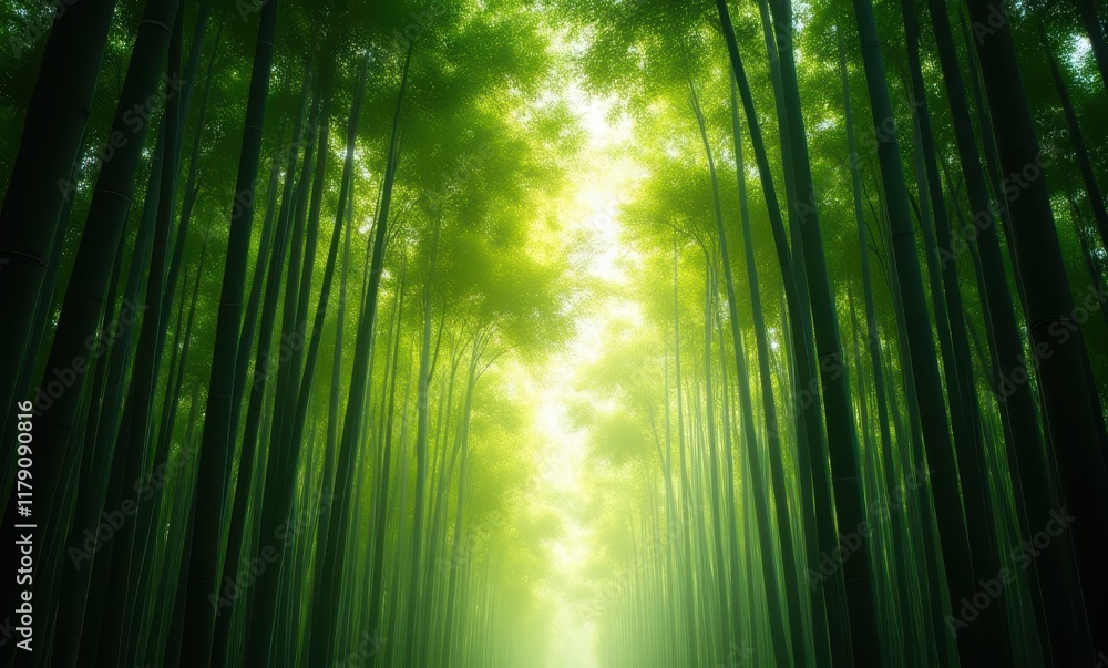 Lush bamboo forest with soft light Lush bamboo forest with soft light