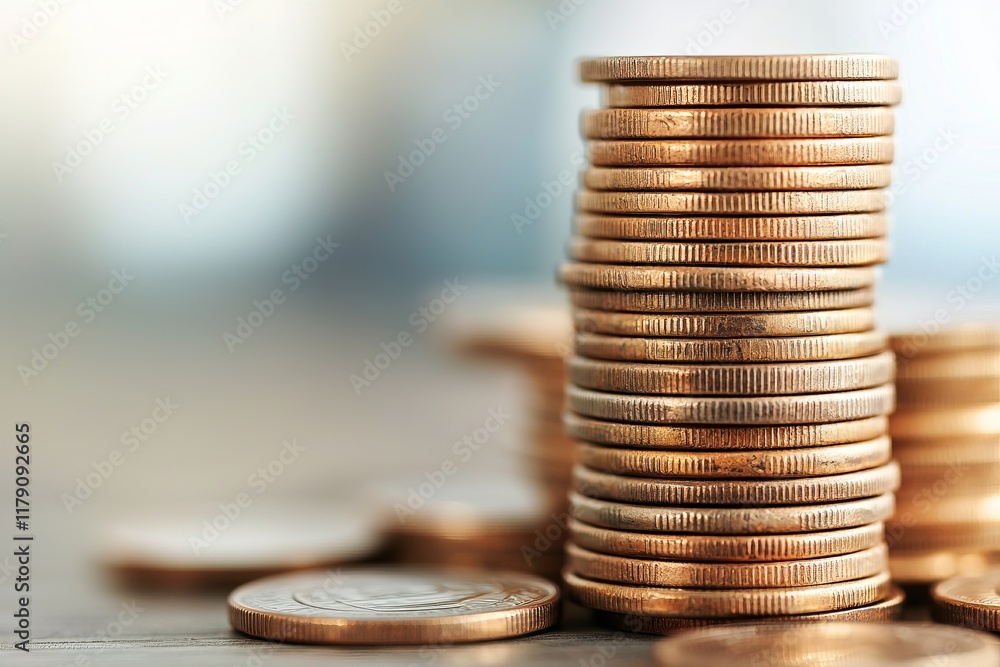 A close-up of stacked coins on a wooden surface, showcasing their shiny texture and circular shape, with a blurred background adding depth to the image. A close-up of stacked coins on a wooden surface, showcasing their shiny texture and circular shape, with a blurred background adding depth to the image.