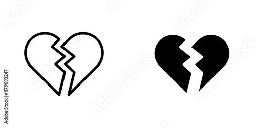 Broken heart icons vector graphic pack