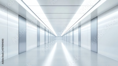 Wallpaper Mural Abstract futuristic light corridor interior with a modern minimal background featuring Rendering, futuristic, light Torontodigital.ca