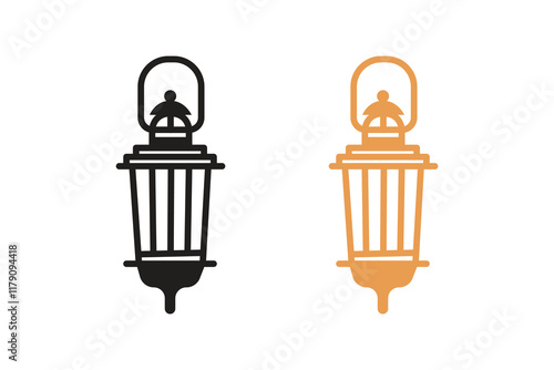Lantern silhouettes with white background and color versions 