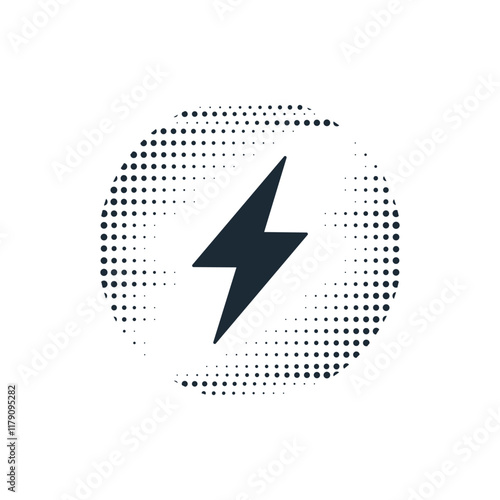 Button with lightning. Energy. Vector linear illustration icon isolated on white background. Energy icon