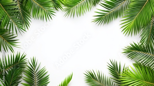 Wallpaper Mural Lush green palm leaves on a bright white background, tropical paradise aesthetic Torontodigital.ca