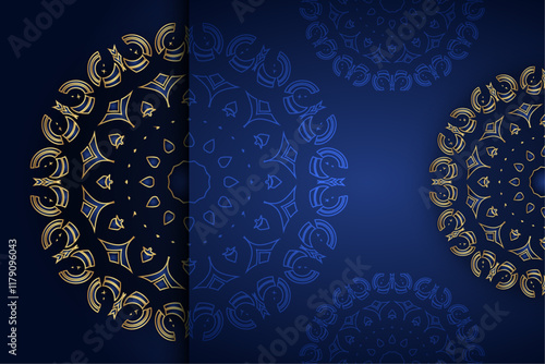 Detailed Mandala with Concentric Star Patterns in Blue Tones
