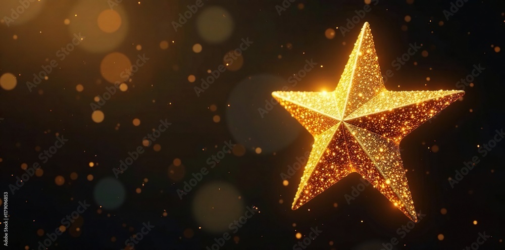 Glittering golden star with intricate details isolated, glitter, golden Glittering golden star with intricate details isolated, glitter, golden