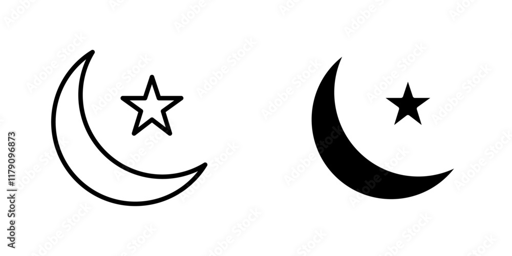 Islam star and crescent icons vector graphic pack Islam star and crescent icons vector graphic pack