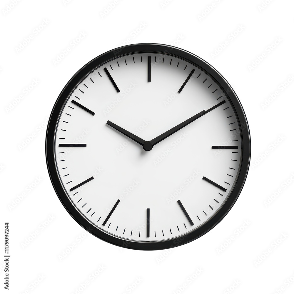 Minimalistic Black and White Clock for Modern Interior Design on Transparent Background Minimalistic Black and White Clock for Modern Interior Design on Transparent Background