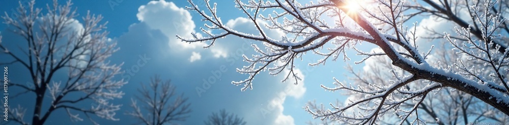Frosted branches of a tree stretching towards the sky, branch, frosty Frosted branches of a tree stretching towards the sky, branch, frosty
