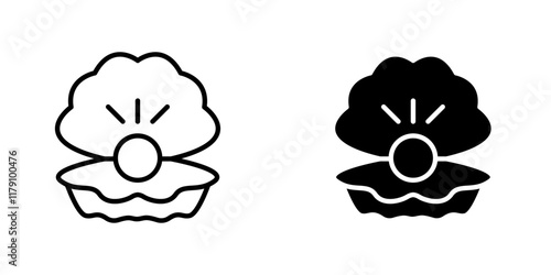 Pearl in the open shell icons vector graphic pack