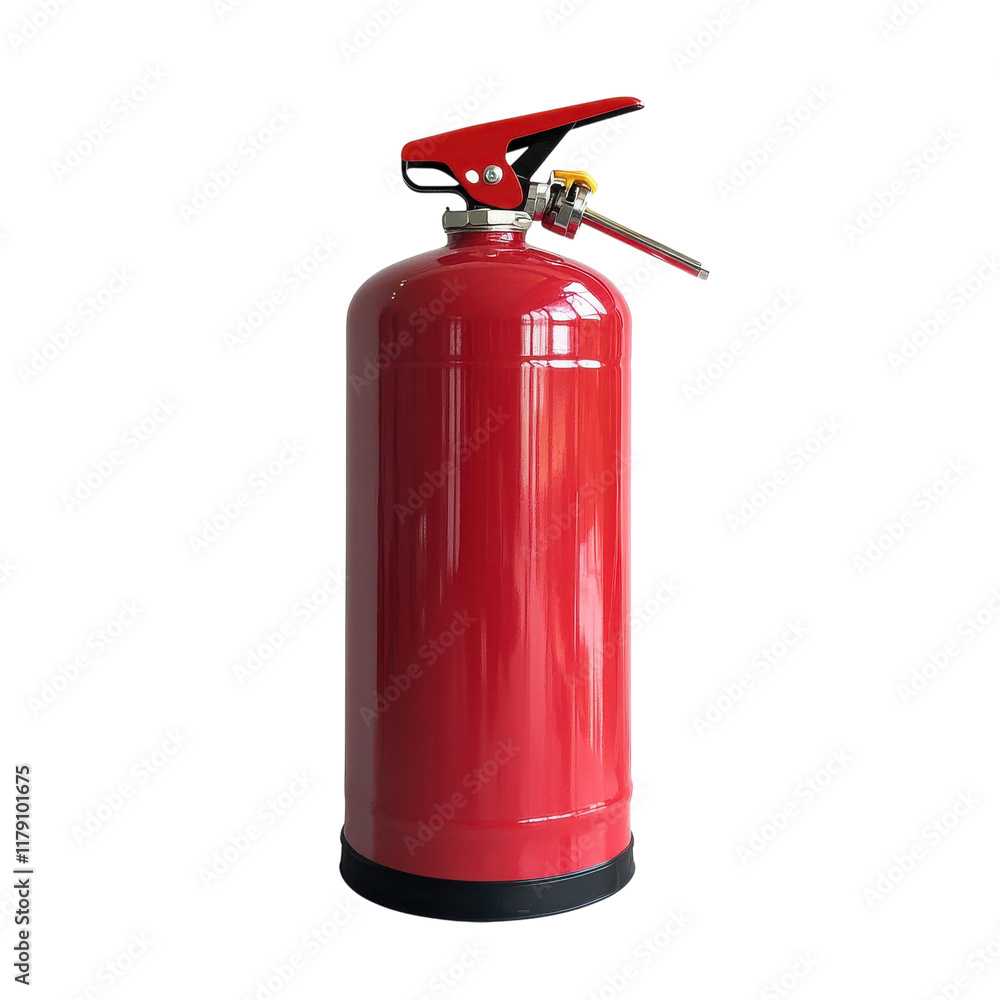 Obraz premium Standard Red Fire Extinguisher for Safety and Emergency Use on Transparent Background