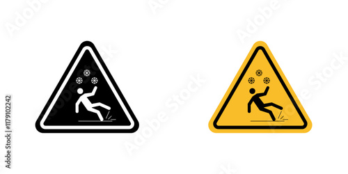 Slippery ice signs vector graphic pack