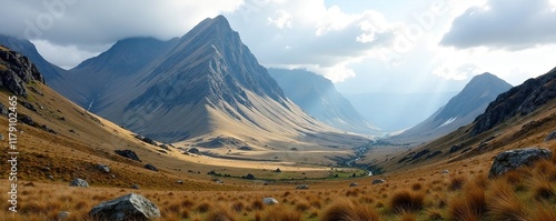 Towering mountain peaks in the Scottish Highlands, highlands, scenery photo