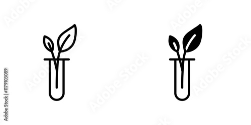 Test tube with plant icons vector graphic pack