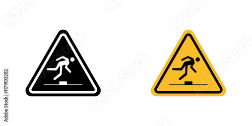 Tripping hazard warning signs vector graphic pack