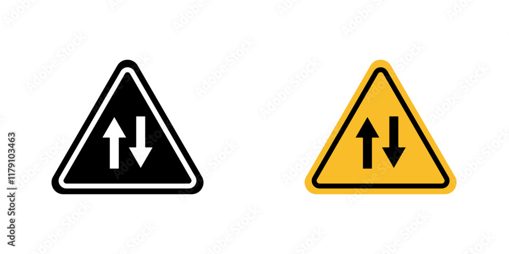 Two way traffic signs vector graphic pack
