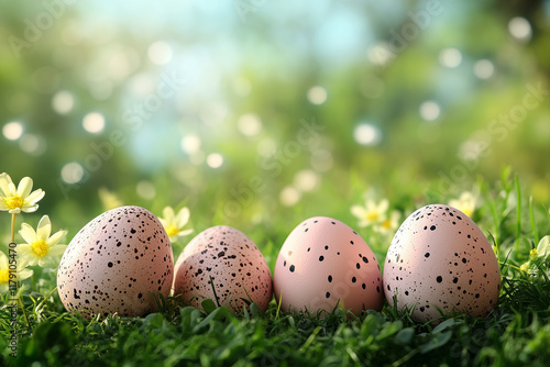 Easter egg hunt in a lush garden for family traditions in 2025 copy space