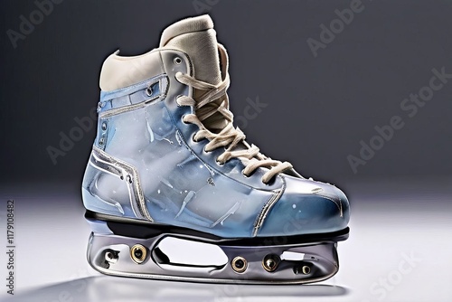 ice skates figure skates or hockey skates showcasing lacing deta photo