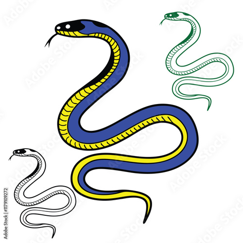 snake vectors illustration art design ,silhouette on white background