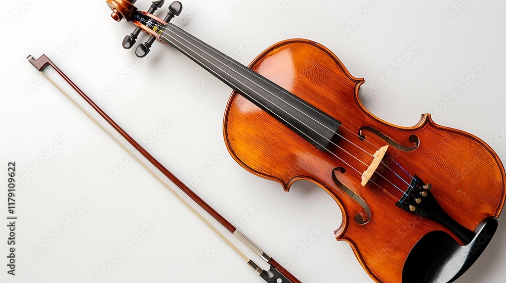 Fototapeta premium A violin and bow on a white background