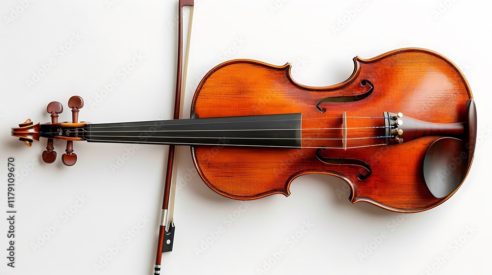 Fototapeta premium A violin and bow on a white background