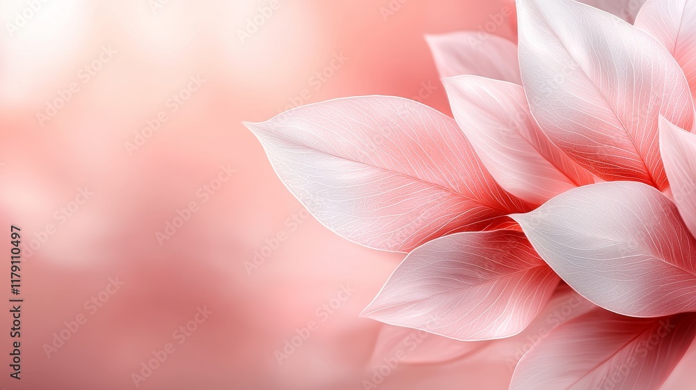Delicate Pink and White Leaves Soft Floral Background Botanical Beauty Nature Closeup Delicate Pink and White Leaves Soft Floral Background Botanical Beauty Nature Closeup