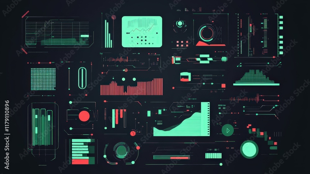 Advanced retro-futuristic green technology dashboard with data analytics Advanced retro-futuristic green technology dashboard with data analytics