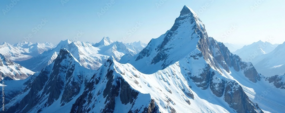 Obraz premium Ice cream cone-shaped glacier on mountain peak, mountain, glacier
