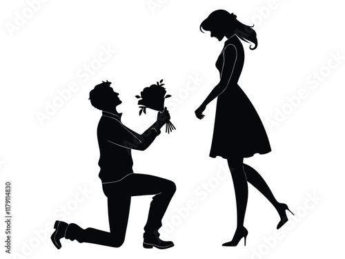silhouette of a couple , propose day