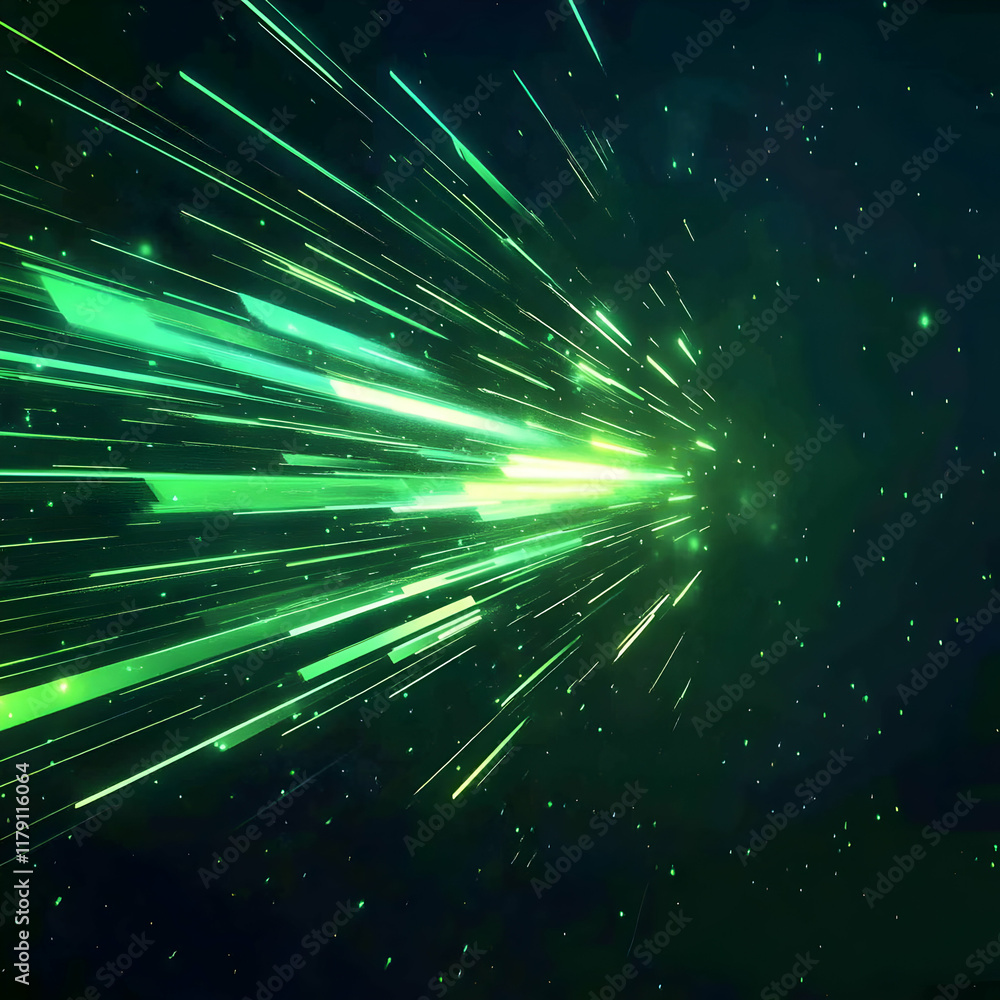 Naklejka premium Green Abstract Light Streaks Background