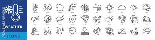 Weather icon pack collection set for weather forecasting 