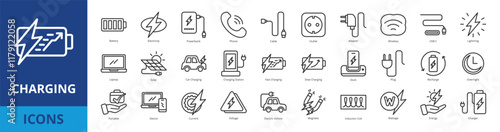 Charging icon pack collection set for electronics and mobile phone